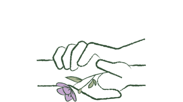 Illustration d'une personne qui prend les mains d'une autre – Soutien et écoute empathique à Rennes