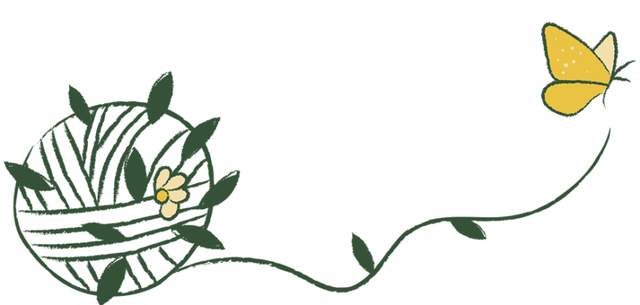 Illustration d'une pelote qui évolue en papillon – Accompagnement aux transitions et changements de vie à Rennes